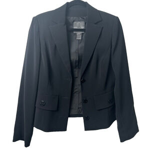 Vien Blazer Jacket Sz 6 Womens Black Long Sleeve Career Lined Three Button A50